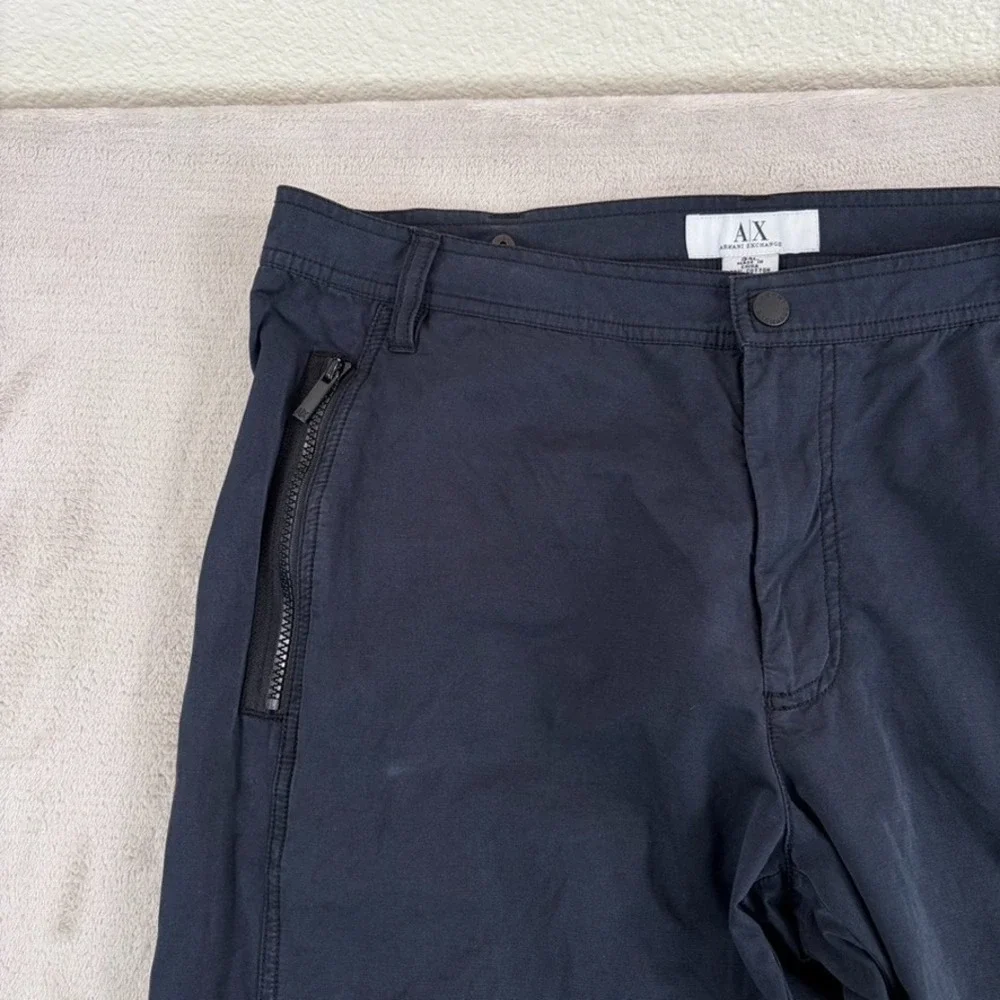 Armani Exchange Performance‎ Cinch Waist Pants Men 34L Zip Pockets Baggy Grunge